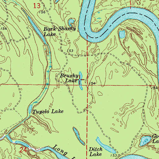 Topographic Map of Brushy Lake, AR