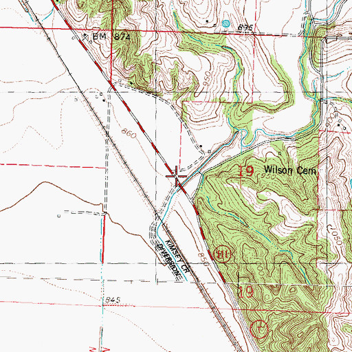 Topographic Map of Brush College Number One School (historical), MO