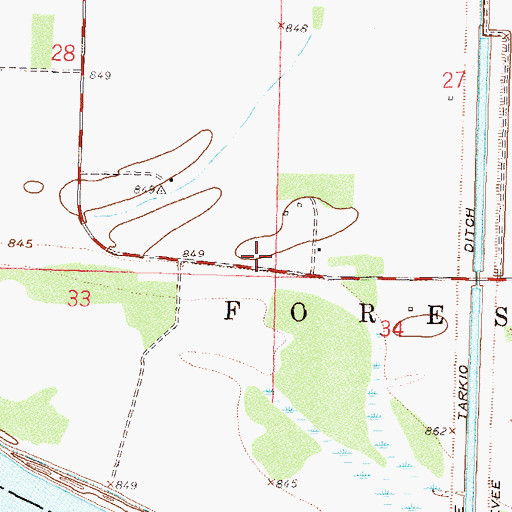 Topographic Map of Burr Oak School (historical), MO
