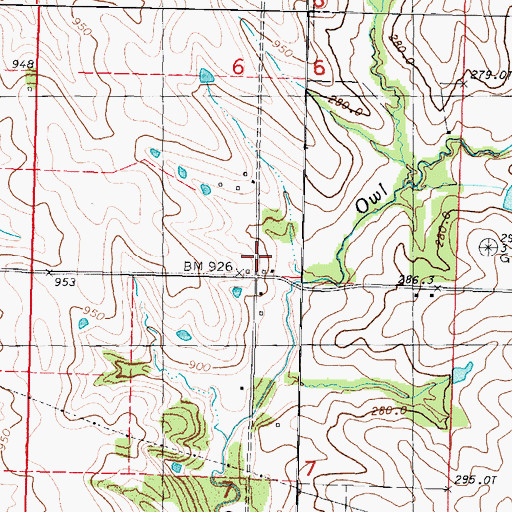 Topographic Map of Long Center School (historical), MO