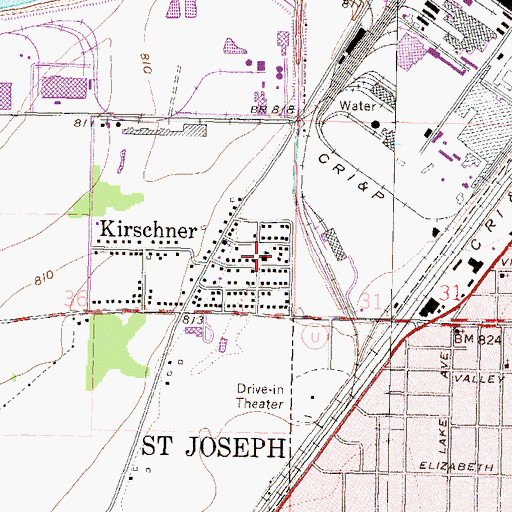 Topographic Map of Kirscher School (historical), MO