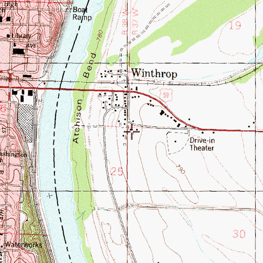 Topographic Map of East Atchison School (historical), MO