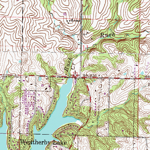 Topographic Map of Rocky Point School (historical), MO