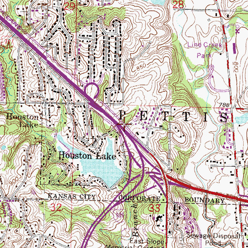 Topographic Map of Northern Heights School (historical), MO