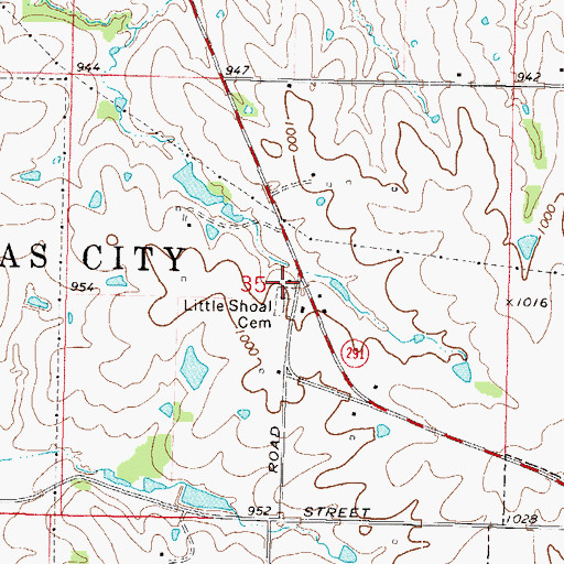 Topographic Map of Little Shoal Baptist Church (historical), MO