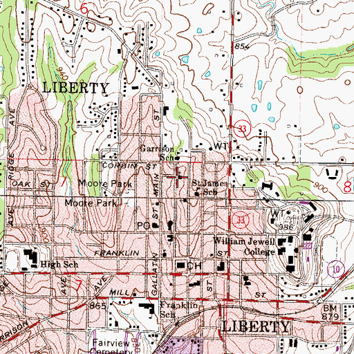Topographic Map of Saint James Roman Catholic Church, MO