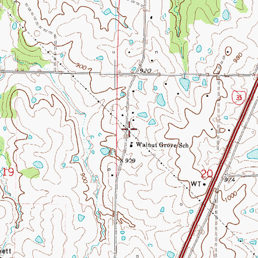 Topographic Map of Walnut Grove Primitive Baptist Church (historical), MO