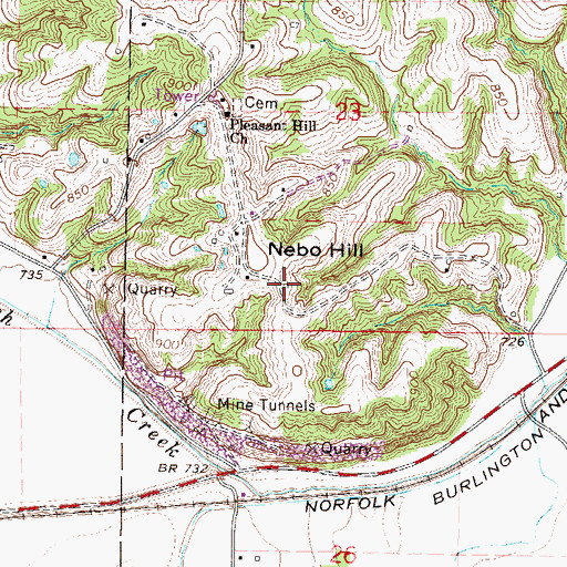 Topographic Map of Zoar German Methodist Episcopal Church (historical), MO