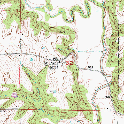 Topographic Map of Bennett School (historical), MO