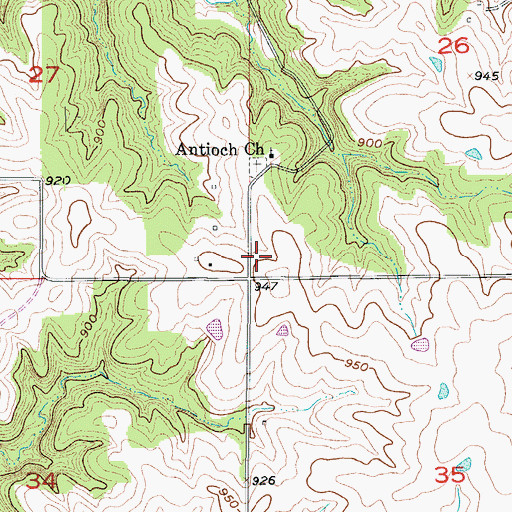 Topographic Map of Renfro School (historical), MO