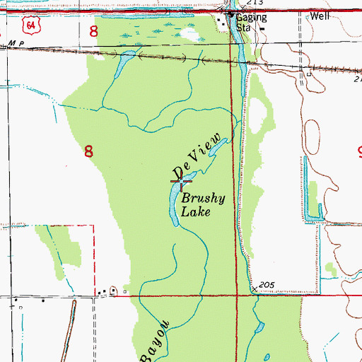 Topographic Map of Brushy Lake, AR