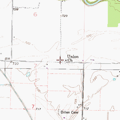 Topographic Map of Union School (historical), MO