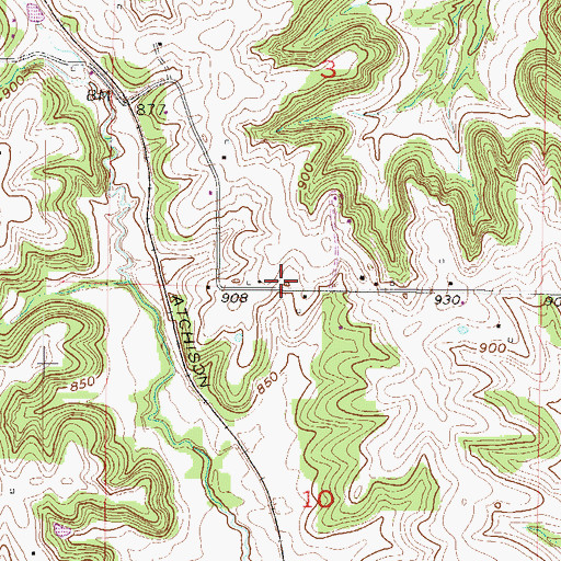 Topographic Map of Turnage School (historical), MO