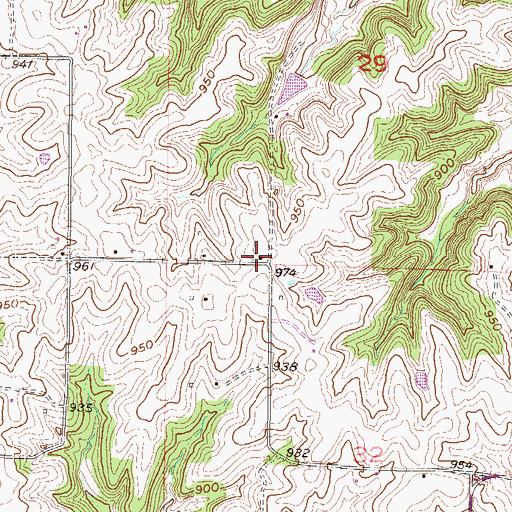 Topographic Map of Sanderson School (historical), MO