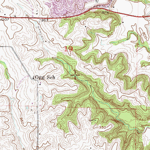 Topographic Map of Oggs Mill, MO