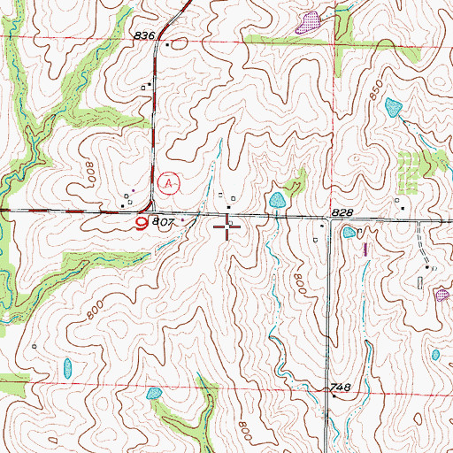 Topographic Map of Shakeford School (historical), MO