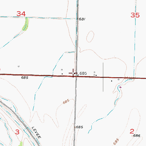 Topographic Map of Little Brick School (historical), MO