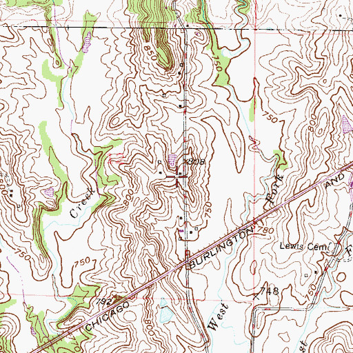 Topographic Map of Hannah School (historical), MO