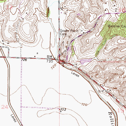Topographic Map of South Point Church (historical), MO