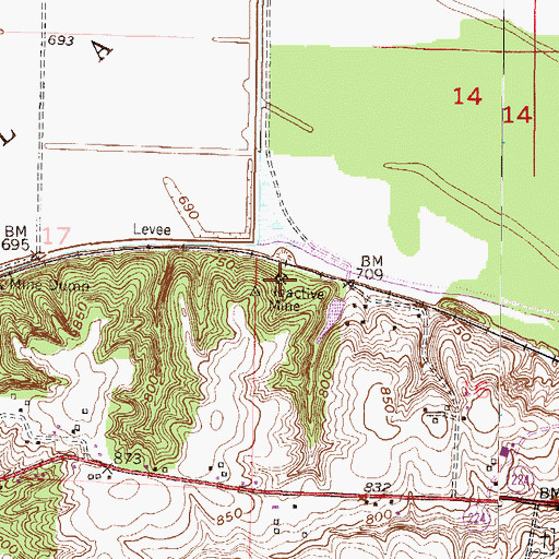 Topographic Map of Exchange Mine, MO