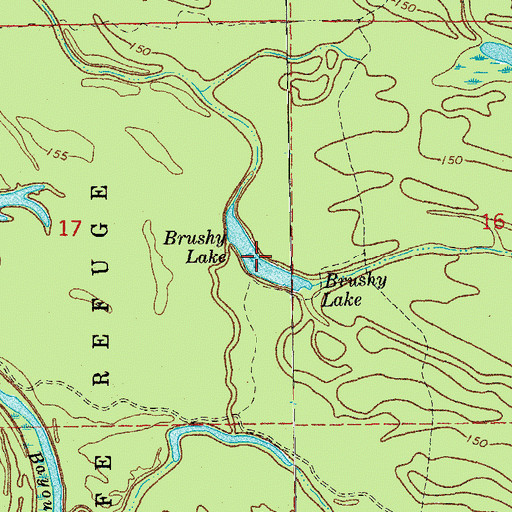 Topographic Map of Brushy Lake, AR