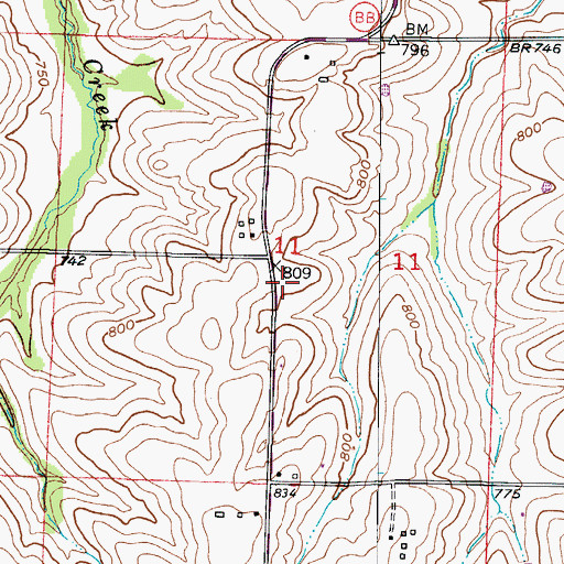 Topographic Map of Hedgewood School (historical), MO