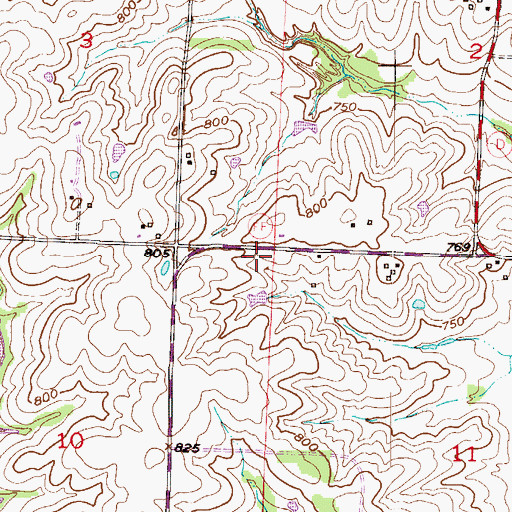 Topographic Map of Pleasant Prairie School (historical), MO