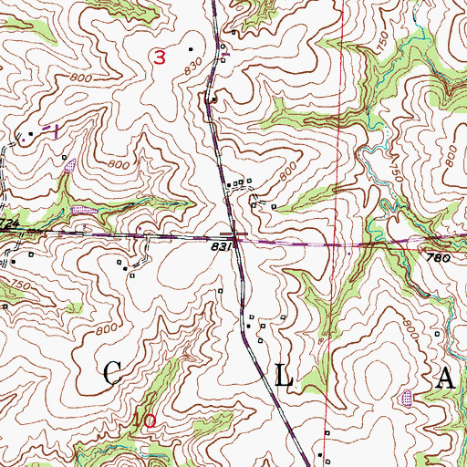 Topographic Map of Elmwood School (historical), MO