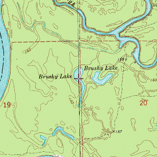 Topographic Map of Brushy Lake, AR
