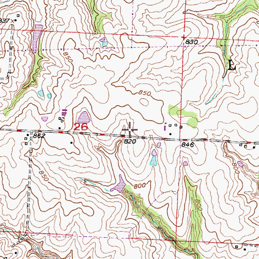 Topographic Map of Maple Glen School (historical), MO