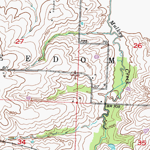 Topographic Map of Eastwood School (historical), MO