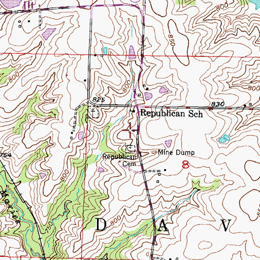 Topographic Map of Republican Church (historical), MO