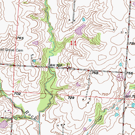 Topographic Map of Hickory Grove School (historical), MO