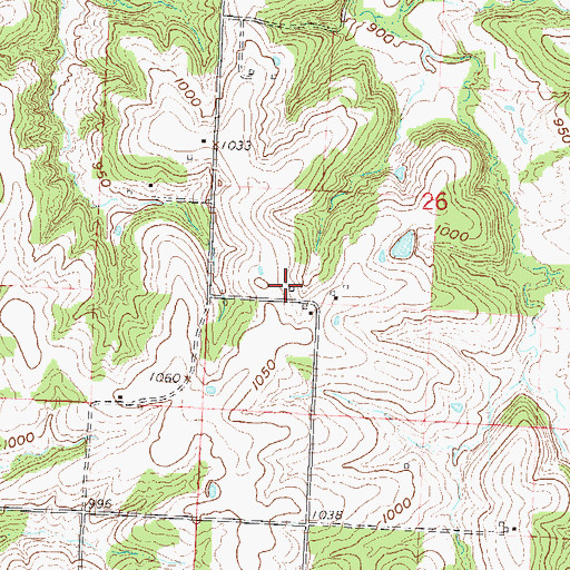 Topographic Map of Woodland School (historical), MO