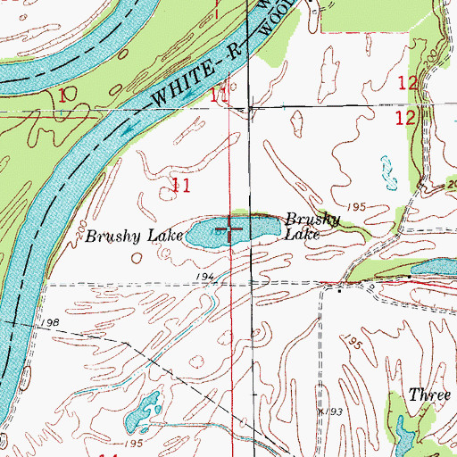 Topographic Map of Brushy Lake, AR
