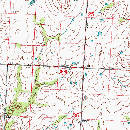 Topographic Map of Wagon Knob School (historical), MO