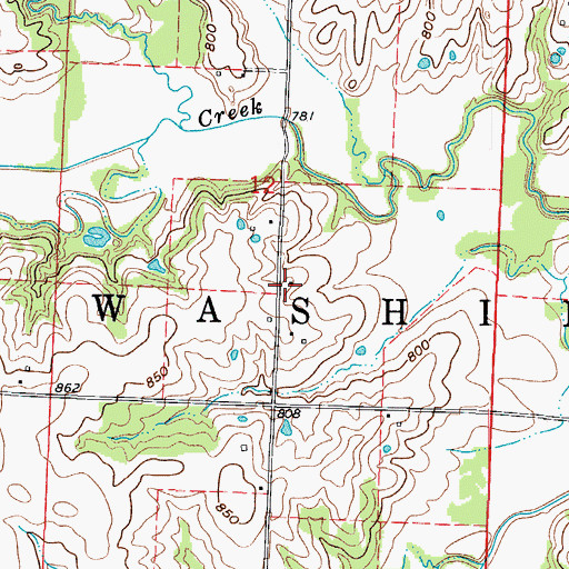 Topographic Map of Oakland School (historical), MO