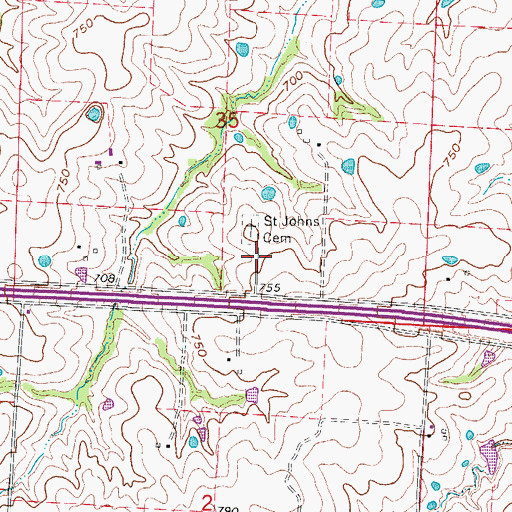 Topographic Map of Saint Johns Evangelical Church (historical), MO