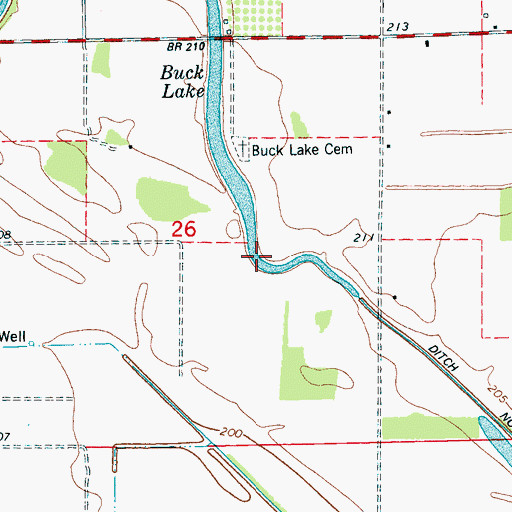 Topographic Map of Buck Lake, AR
