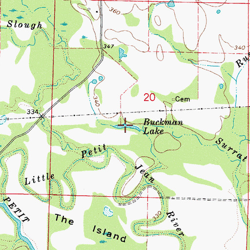 Topographic Map of Buckman Lake, AR