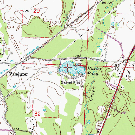 Topographic Map of Burks Pond, AR