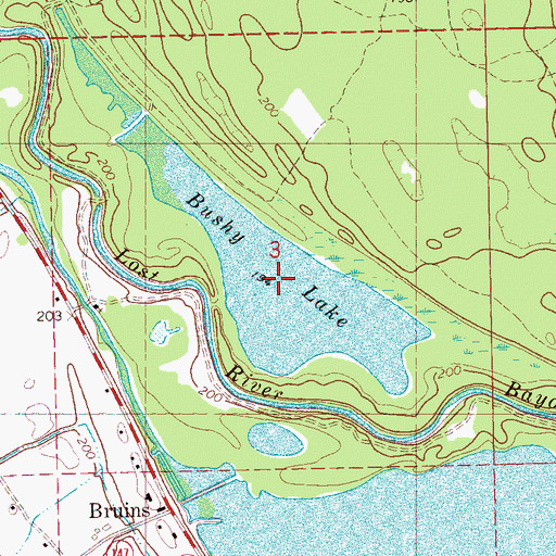 Topographic Map of Bushy Lake, AR