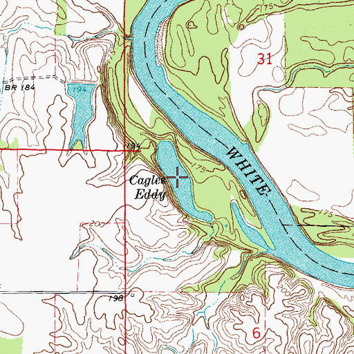 Topographic Map of Cagles Eddy, AR