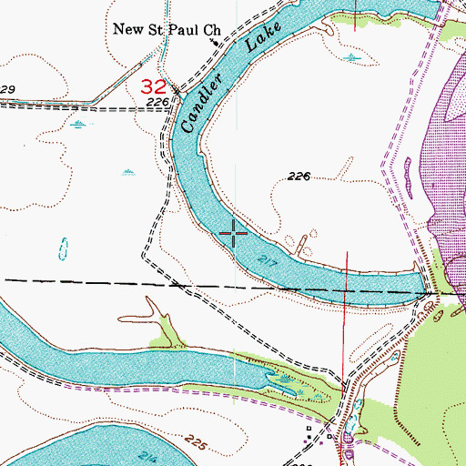 Topographic Map of Candler Lake, AR