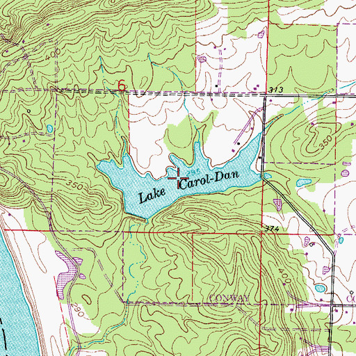 Topographic Map of Lake Carol-Dan, AR