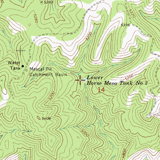 Topographic Map of Lower Horse Mesa Tank Number Two, AZ