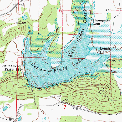 Topographic Map of Cedar-Piney Lake, AR