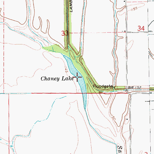 Topographic Map of Chaney Lake, AR