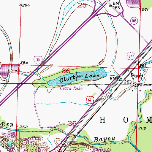 Topographic Map of Clark Lake, AR