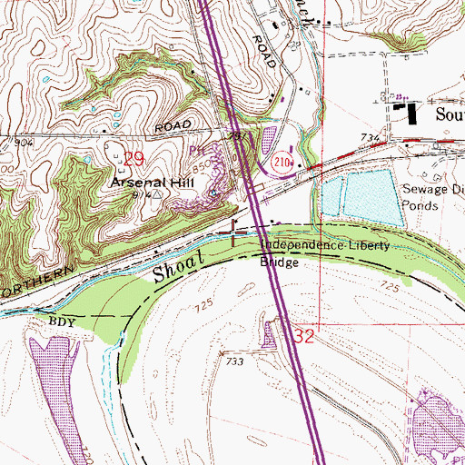 Topographic Map of Liberty Landing (historical), MO